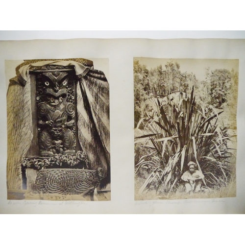 9044 - A 19th Century photograph album containing approx. 100 mounted albumen print etc photographs mainly ... 