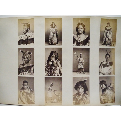 9044 - A 19th Century photograph album containing approx. 100 mounted albumen print etc photographs mainly ... 