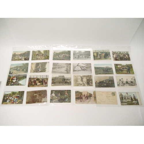 9110 - A collection of approx. 85 postcards of hop picking, mainly early 20th Century, small number of real... 