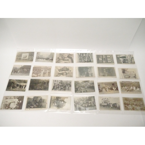 9111 - A collection of approx. 60 postcards of fetes, carnivals, demonstrations, rural characters and local... 