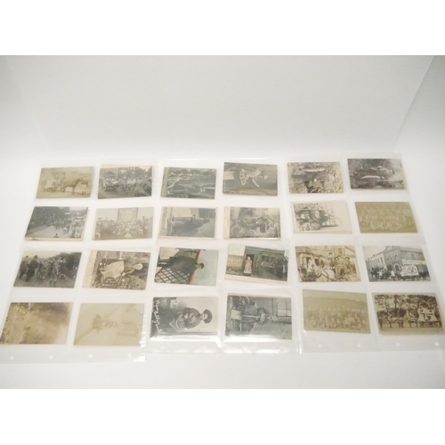 9111 - A collection of approx. 60 postcards of fetes, carnivals, demonstrations, rural characters and local... 