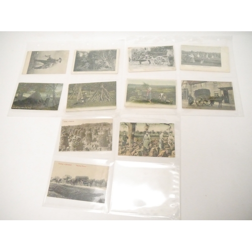 9111 - A collection of approx. 60 postcards of fetes, carnivals, demonstrations, rural characters and local... 