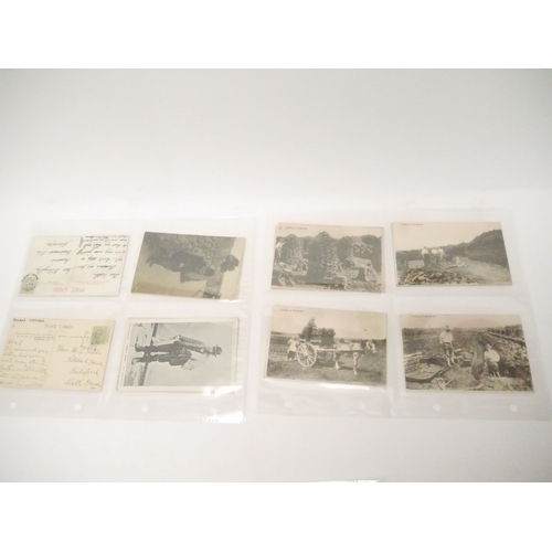9111 - A collection of approx. 60 postcards of fetes, carnivals, demonstrations, rural characters and local... 