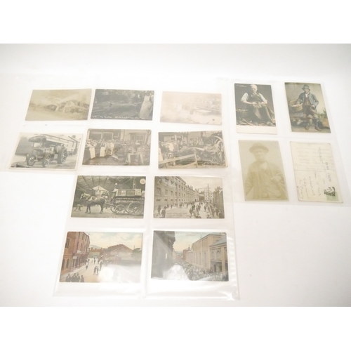 9117 - A collection of approx. 100 postcards of tradespeople, industry, shops, high streets, labourers etc,... 