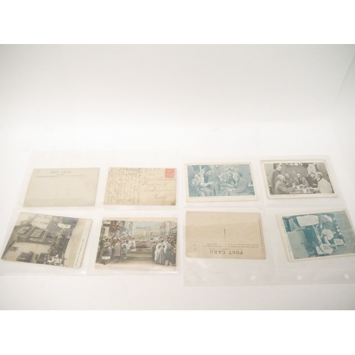 9117 - A collection of approx. 100 postcards of tradespeople, industry, shops, high streets, labourers etc,... 