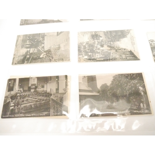 9120 - A collection of 28 postcards of Norwich Floods, August 1912, RP's and printed, including 