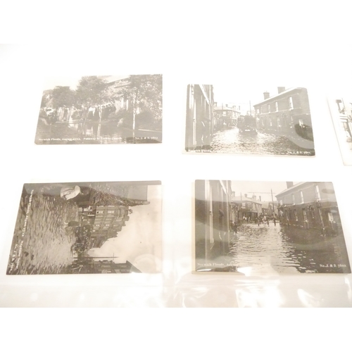 9120 - A collection of 28 postcards of Norwich Floods, August 1912, RP's and printed, including 