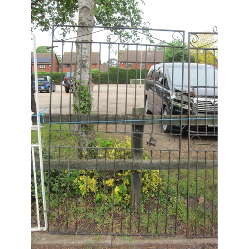 8002 - A decorative scrolled wrought iron gate taken from a walled garden, 112cm (w) x 185cm (h)