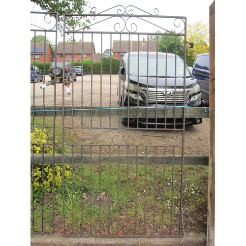 8003 - A decorative scrolled wrought iron gate taken from a walled garden, 96cm (w) x 185cm (h)