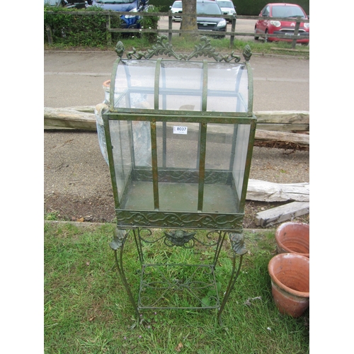 8037 - A decorative metal, perspex and glass terrarium
