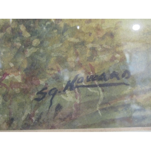 1200 - RECCO (?): An signed oil on canvas of waterside dwelling with mountains in distance, 50cm x 60cm ima... 