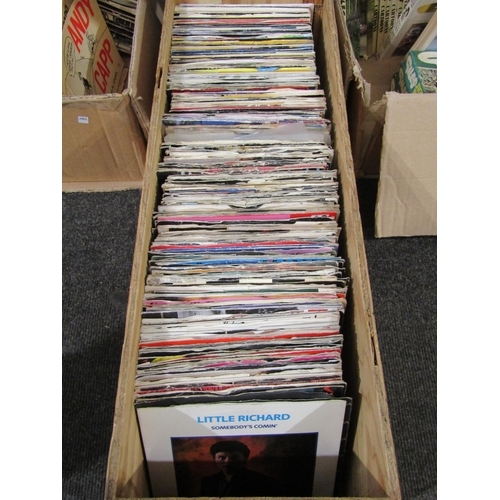 1206 - A box of 1980's vinyl singles including Dire Straits, Toyah, Heaven 17, Little Richard, Chicago etc.