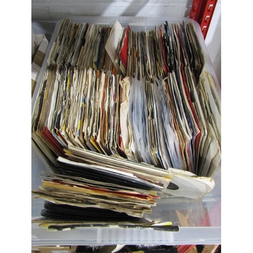 1212 - A box of 1970's vinyl singles including Earth Wind & Fire, David Essex, Commodores, Mud, Chicago