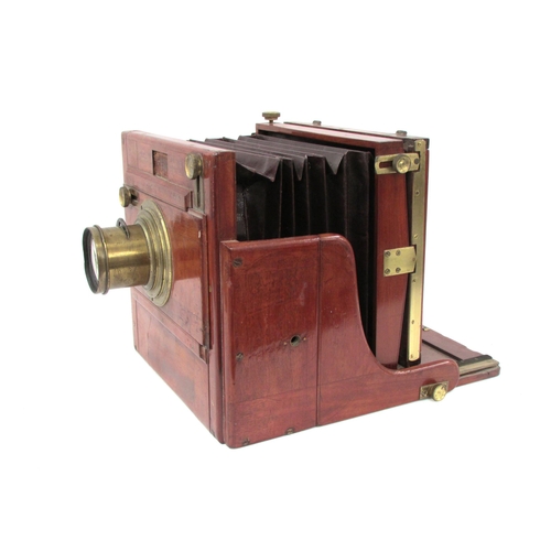 7002 - A late 19th Century mahogany Meagher of London full plate tailboard camera, labelled Meagher Manufac... 