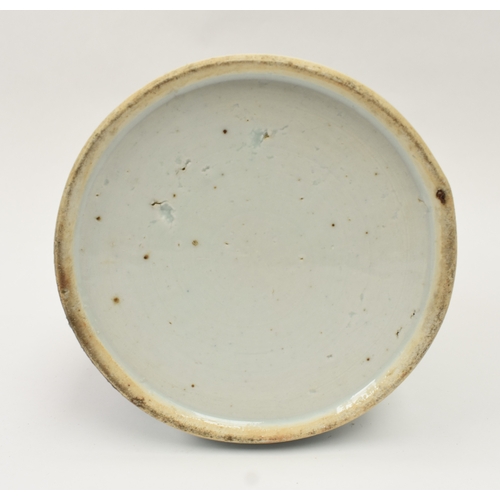4012 - A 19th Century Chinese blue and white teapot, barrel form body with figural scenes, a/f glue repair ... 