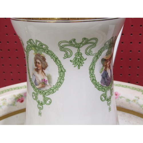 4025 - A Victorian 'Bisto' ceramic wash jug and bowl with cartouch depicting female and gilt embellishment