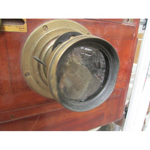 7002 - A late 19th Century mahogany Meagher of London full plate tailboard camera, labelled Meagher Manufac... 