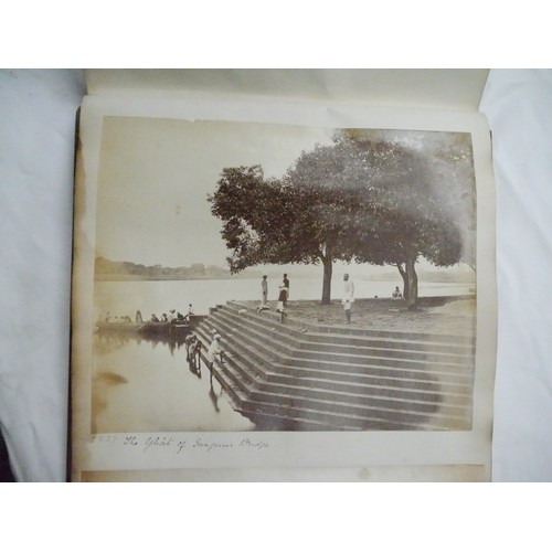 9043 - (India.) Samuel Bourne (1834-1912), a 19th Century photograph album containing 74 mounted albumen pr... 