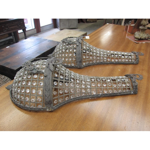 2037 - A pair of gilt metal and bead work wall lights