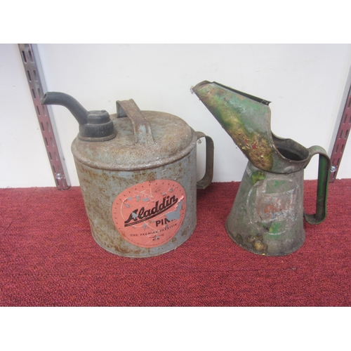 8032 - An Aladdin Pink can and a Castrol oil jug