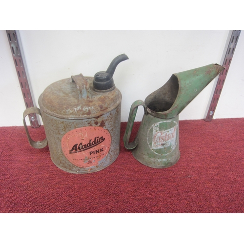8032 - An Aladdin Pink can and a Castrol oil jug