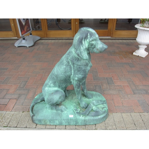 6019 - A pair of cast iron verdigris finish seated gun dogs, tallest approx 92cm