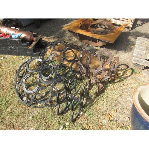 6028 - Two horseshoe wall pockets, planter etc