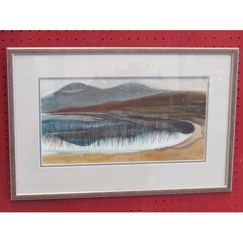 1059 - LILIAS HOUSTON (1926-1978): A framed and glazed watercolour, winter lake scene, signed bottom right.... 