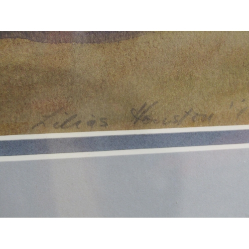 1059 - LILIAS HOUSTON (1926-1978): A framed and glazed watercolour, winter lake scene, signed bottom right.... 