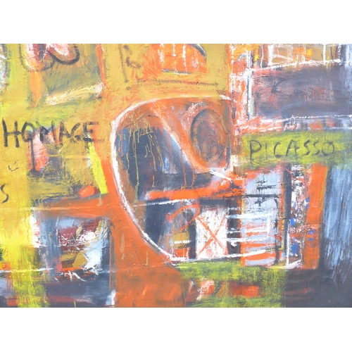 7040 - MARTIN WALTON (1939-2018) A large textured oil on canvas, untitled abstract composition colours, 'Ho... 