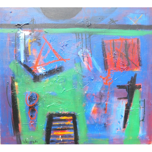 7006 - MARTIN WALTON (1939-2018) A large oil on canvas, untitled abstract composition in blue, green and re... 
