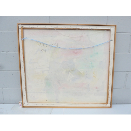 7006 - MARTIN WALTON (1939-2018) A large oil on canvas, untitled abstract composition in blue, green and re... 