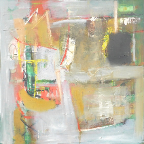 7007 - MARTIN WALTON (1939-2018) A large oil on canvas, untitled abstract composition in grey, ochre and gr... 