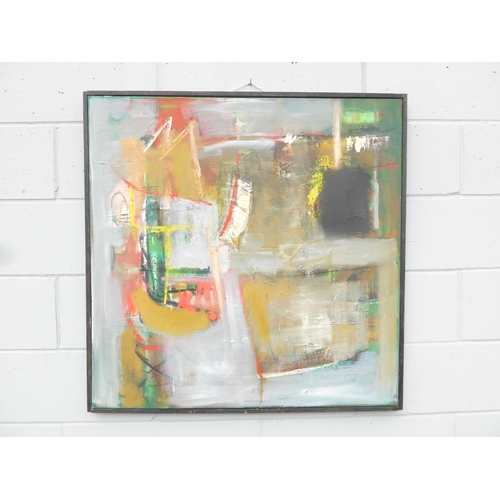 7007 - MARTIN WALTON (1939-2018) A large oil on canvas, untitled abstract composition in grey, ochre and gr... 