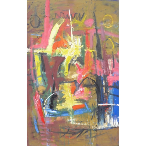 7008 - MARTIN WALTON (1939-2018) A large oil on canvas, untitled abstract composition in multi colours on o... 