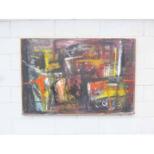 7010 - MARTIN WALTON (1939-2018) A large textured oil on canvas, untitled abstract composition in black, pu... 
