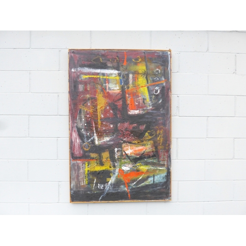 7010 - MARTIN WALTON (1939-2018) A large textured oil on canvas, untitled abstract composition in black, pu... 