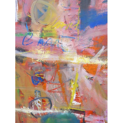 7013 - MARTIN WALTON (1939-2018) A large textured oil on canvas,  abstract composition in pinks and ochre w... 
