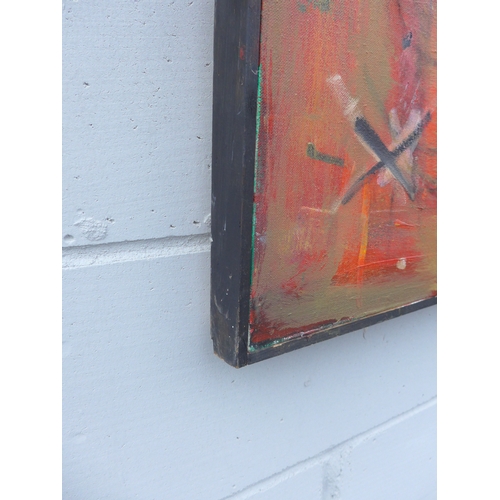 7013 - MARTIN WALTON (1939-2018) A large textured oil on canvas,  abstract composition in pinks and ochre w... 