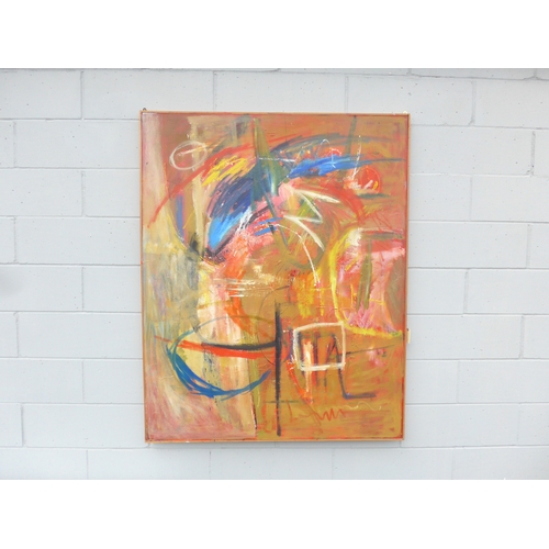 7044 - MARTIN WALTON (1939-2018) A large oil on canvas, untitled abstract composition, white square with gr... 