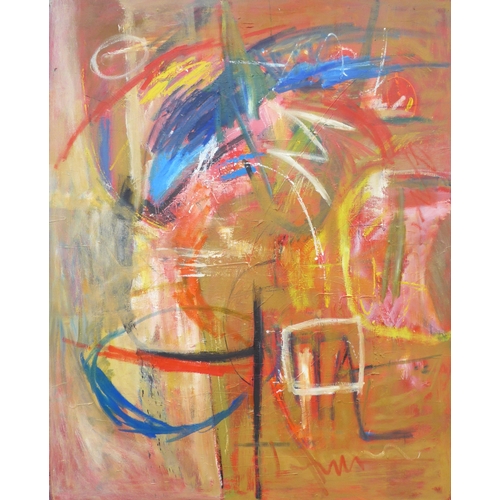 7044 - MARTIN WALTON (1939-2018) A large oil on canvas, untitled abstract composition, white square with gr... 