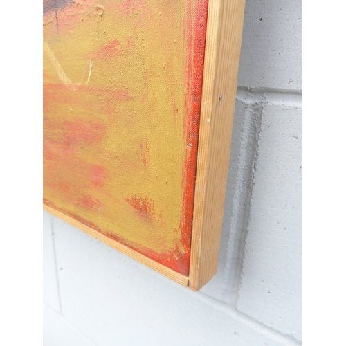 7044 - MARTIN WALTON (1939-2018) A large oil on canvas, untitled abstract composition, white square with gr... 