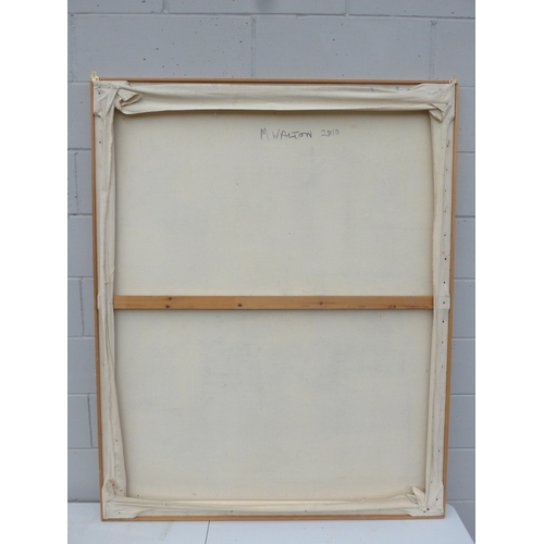 7044 - MARTIN WALTON (1939-2018) A large oil on canvas, untitled abstract composition, white square with gr... 