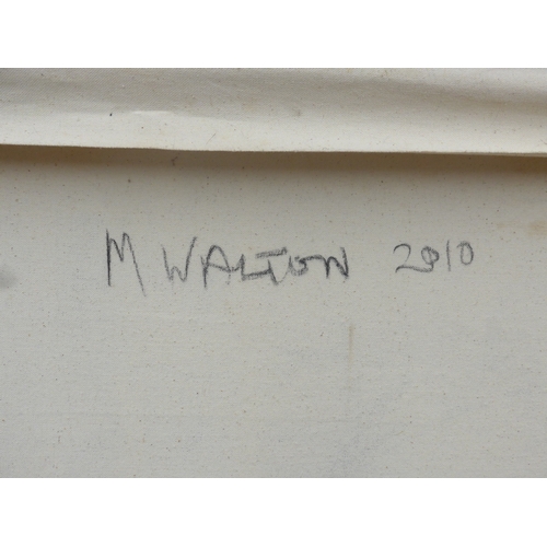 7044 - MARTIN WALTON (1939-2018) A large oil on canvas, untitled abstract composition, white square with gr... 