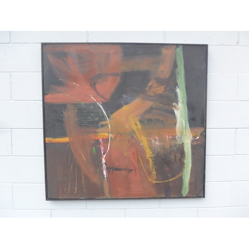 7045 - MARTIN WALTON (1939-2018) A large oil on canvas, untitled abstract composition in purple, black and ... 