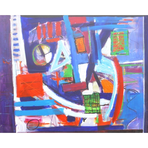 7001 - MARTIN WALTON (1939-2018) A large oil on canvas, untitled abstract composition with red coloured squ... 