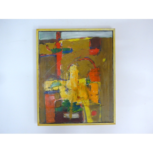 7047 - MARTIN WALTON (1939-2018) A textured oil on canvas, untitled abstract composition with coloured pane... 