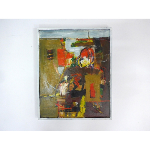 7048 - MARTIN WALTON (1939-2018) A textured oil on canvas, untitled abstract composition with coloured pane... 
