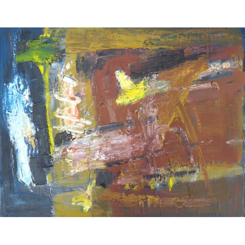 7056 - MARTIN WALTON (1939-2018) A textured oil on canvas, untitled abstract composition in purple with whi... 