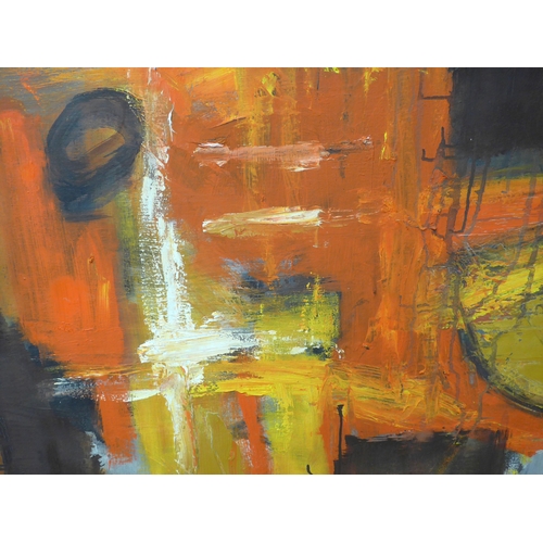 7030 - MARTIN WALTON (1939-2018) A large oil on canvas, untitled abstract composition in orange and black w... 
